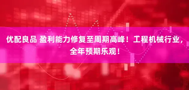 优配良品 盈利能力修复至周期高峰！工程机械行业，全年预期乐观！